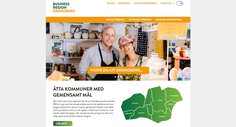 Skärmklipp från businessregionkronoberg.se.