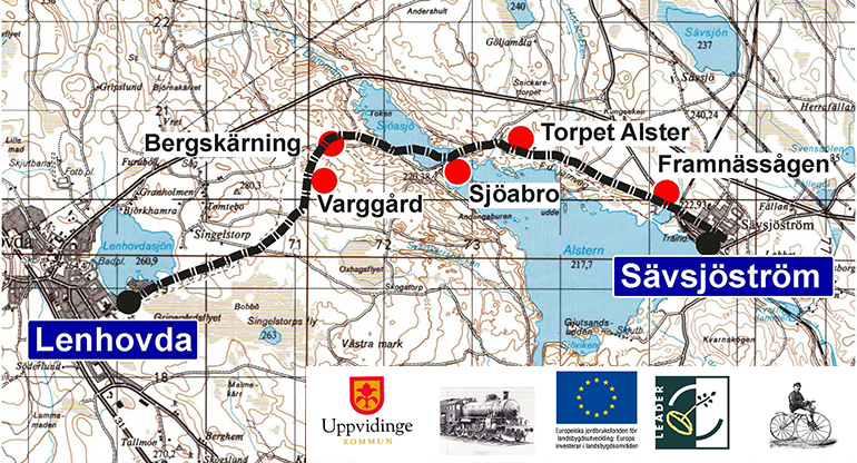 Informationsskylt om sträckan mellan Sävsjöström och Lenhovda.